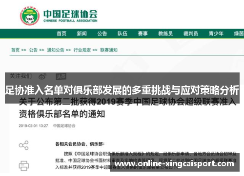 足协准入名单对俱乐部发展的多重挑战与应对策略分析